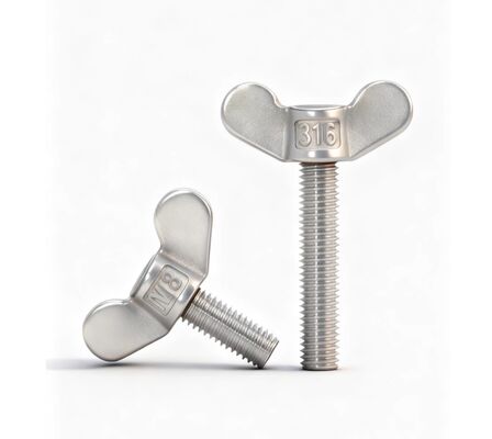 18-8 Stainless Steel Metal Bolt Plain Round Wing Butterfly Wing Machine Screw With Hex Nut DIN316